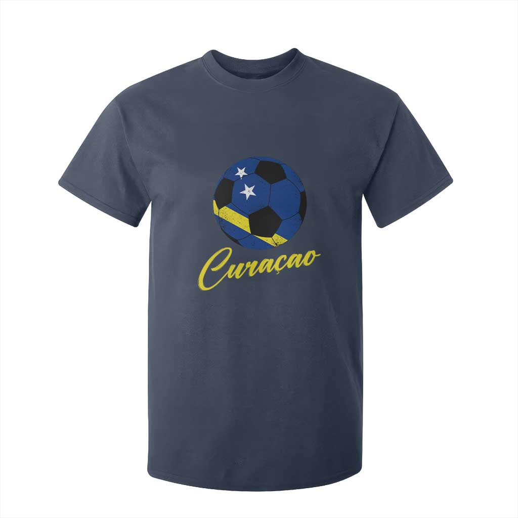 Curaçao Soccer Fans Distressed Flag T Shirt For Kid Football Heritage Pride Support