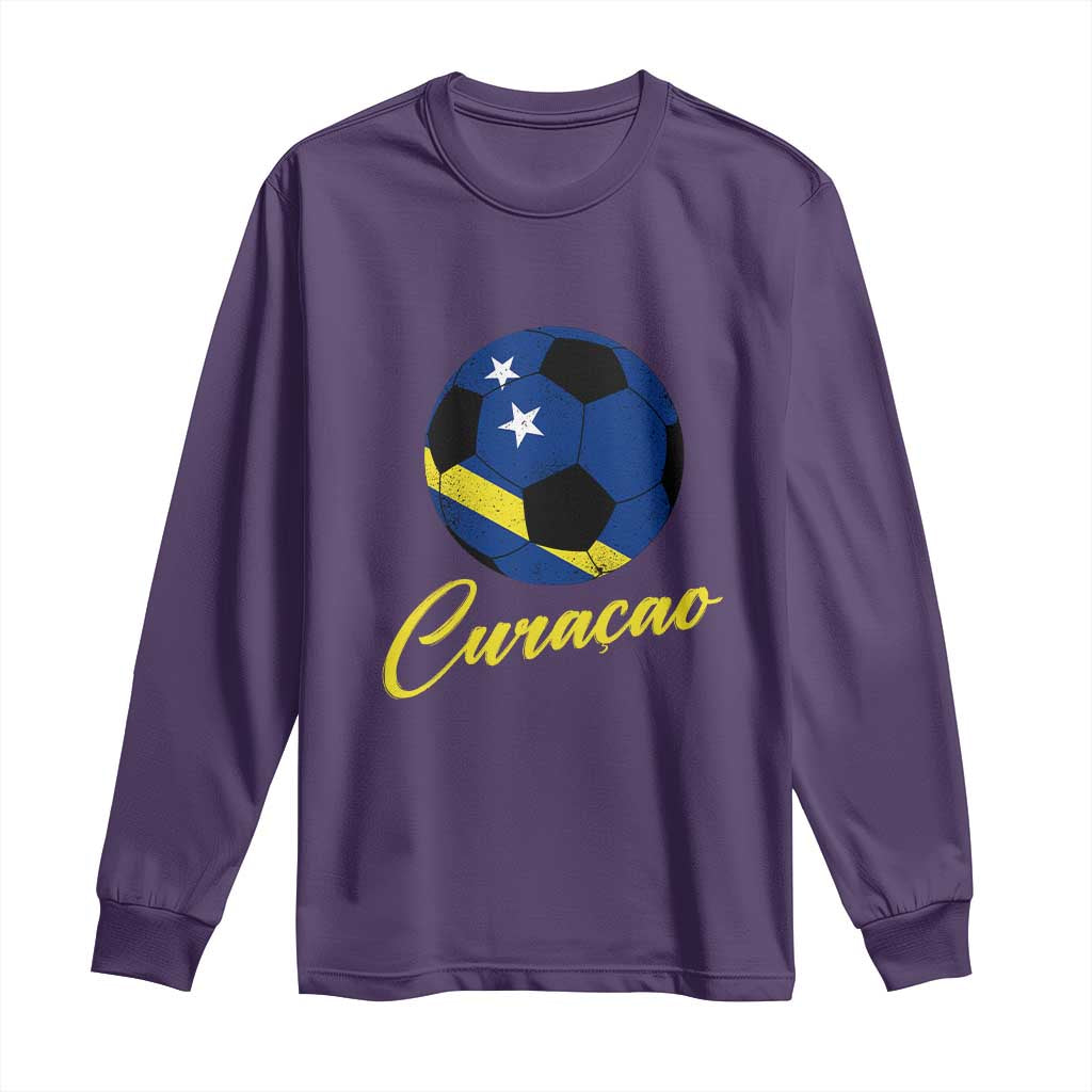 Curaçao Soccer Fans Distressed Flag Long Sleeve Shirt Football Heritage Pride Support