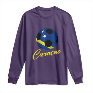 Curaçao Soccer Fans Distressed Flag Long Sleeve Shirt Football Heritage Pride Support