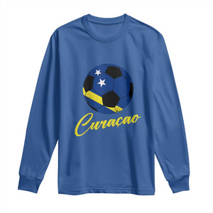Curaçao Soccer Fans Distressed Flag Long Sleeve Shirt Football Heritage Pride Support