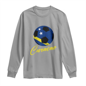 Curaçao Soccer Fans Distressed Flag Long Sleeve Shirt Football Heritage Pride Support