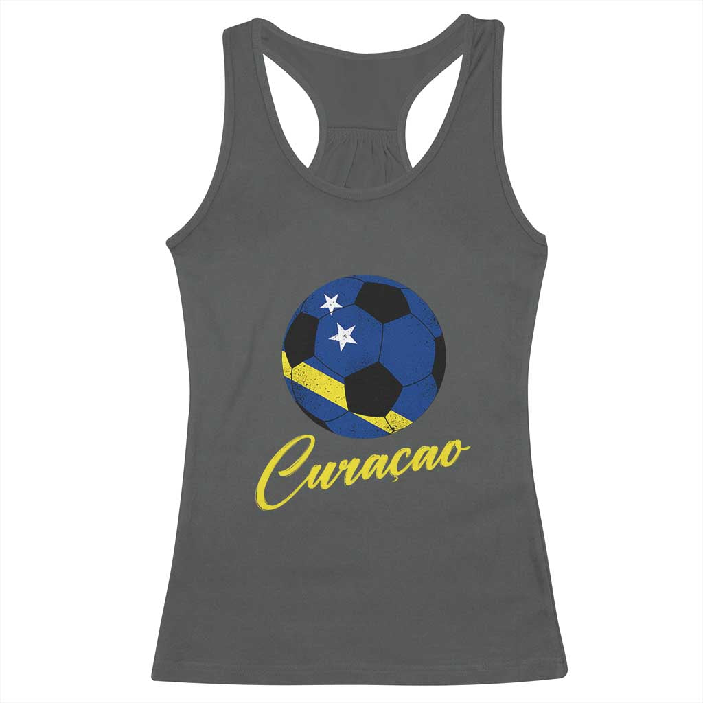 Curaçao Soccer Fans Distressed Flag Racerback Tank Top Football Heritage Pride Support