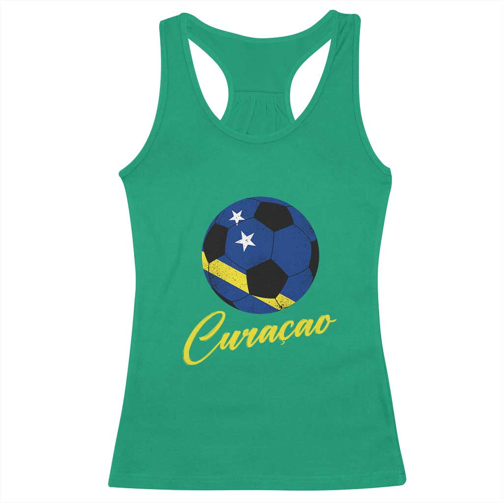 Curaçao Soccer Fans Distressed Flag Racerback Tank Top Football Heritage Pride Support