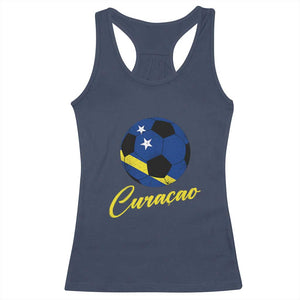 Curaçao Soccer Fans Distressed Flag Racerback Tank Top Football Heritage Pride Support