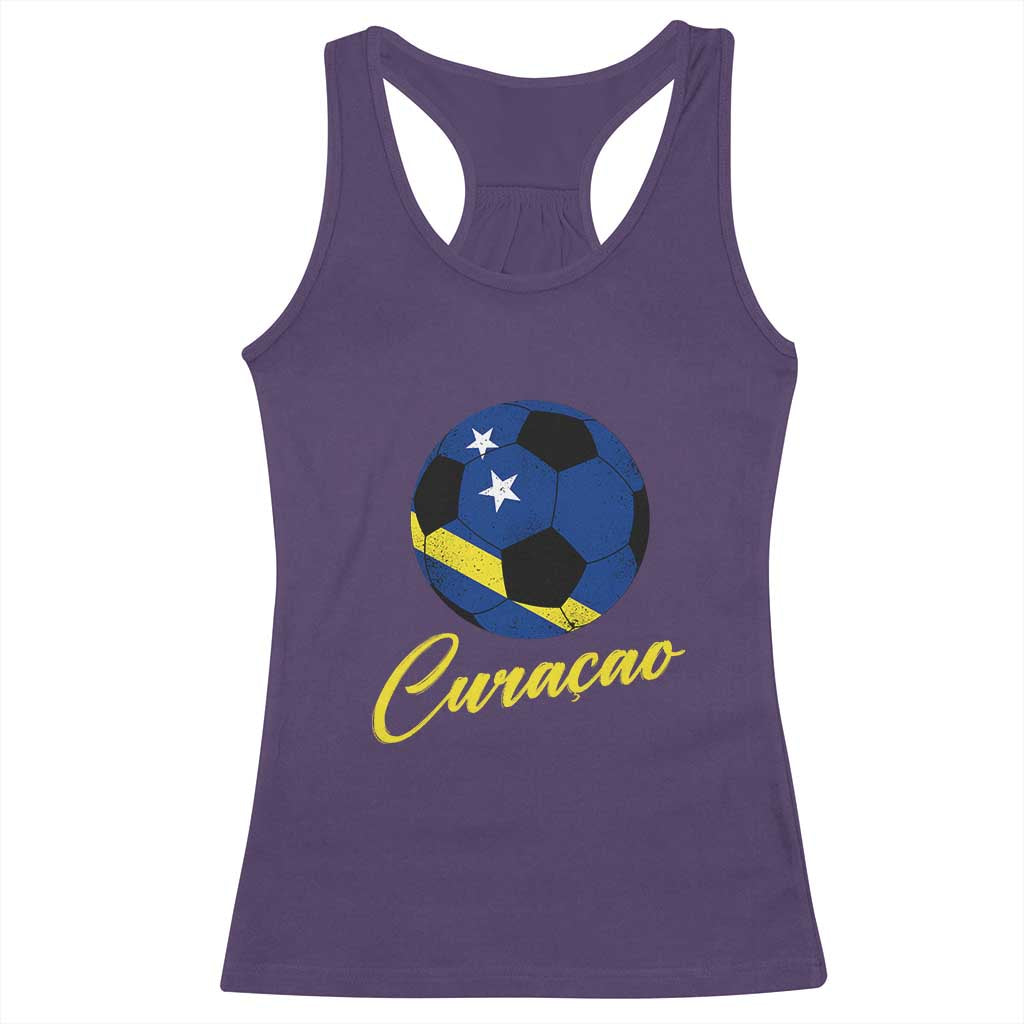 Curaçao Soccer Fans Distressed Flag Racerback Tank Top Football Heritage Pride Support