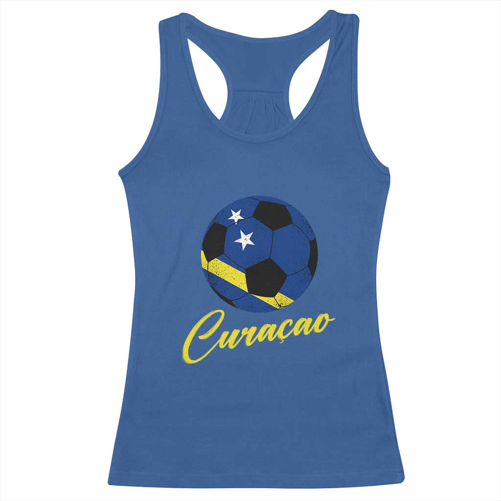 Curaçao Soccer Fans Distressed Flag Racerback Tank Top Football Heritage Pride Support