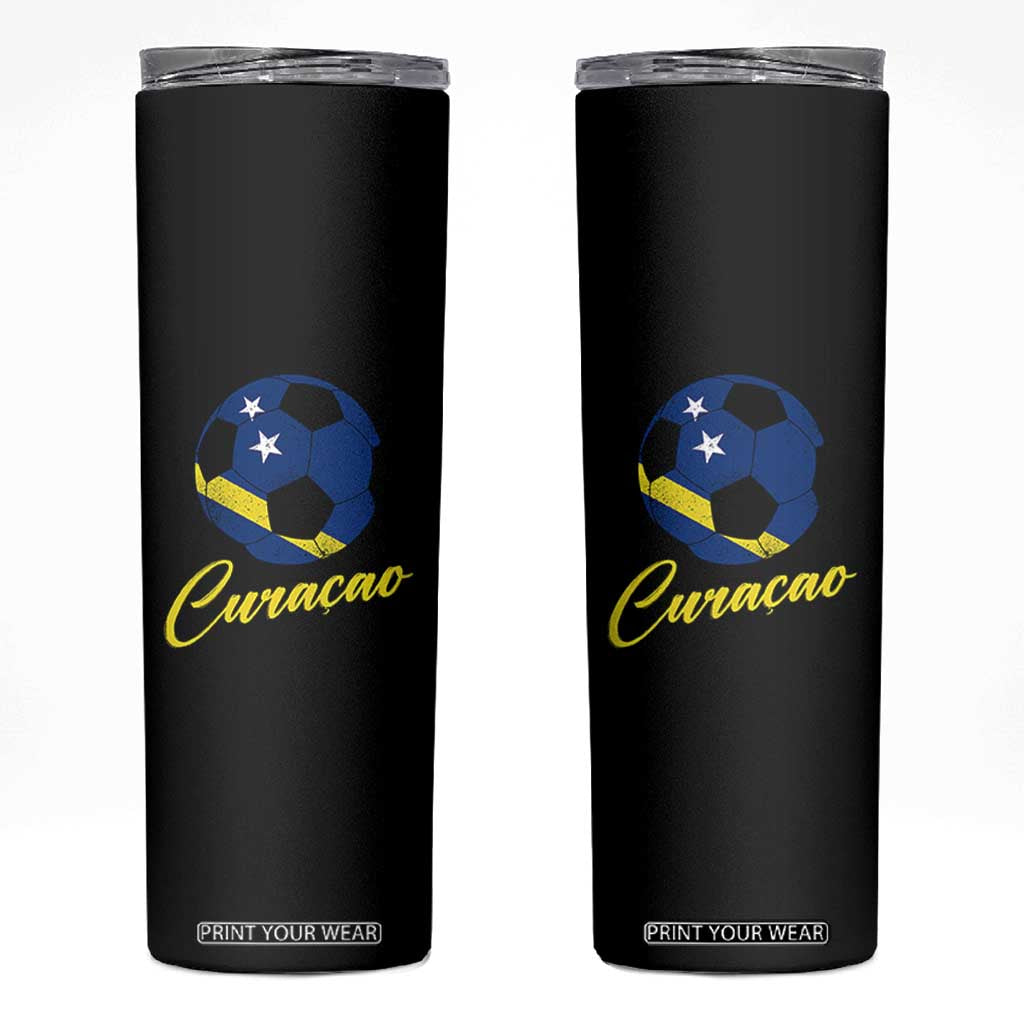 Curaçao Soccer Fans Distressed Flag Skinny Tumbler Football Heritage Pride Support