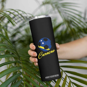 Curaçao Soccer Fans Distressed Flag Skinny Tumbler Football Heritage Pride Support