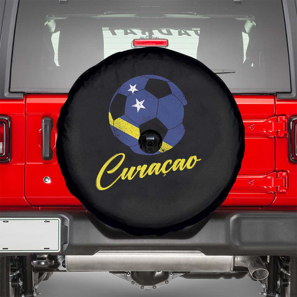 Curaçao Soccer Fans Distressed Flag Spare Tire Cover Football Heritage Pride Support