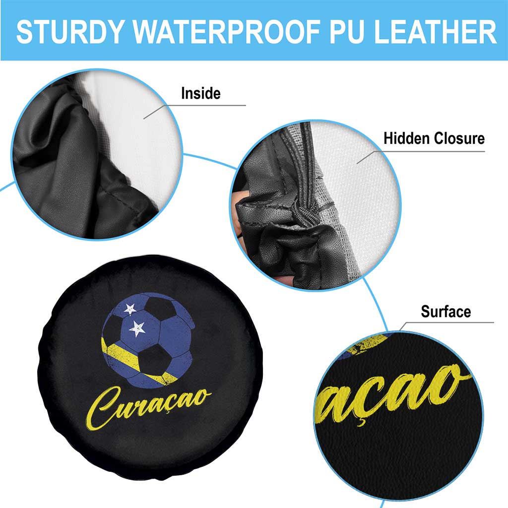 Curaçao Soccer Fans Distressed Flag Spare Tire Cover Football Heritage Pride Support