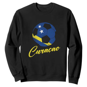 Curaçao Soccer Fans Distressed Flag Sweatshirt Football Heritage Pride Support
