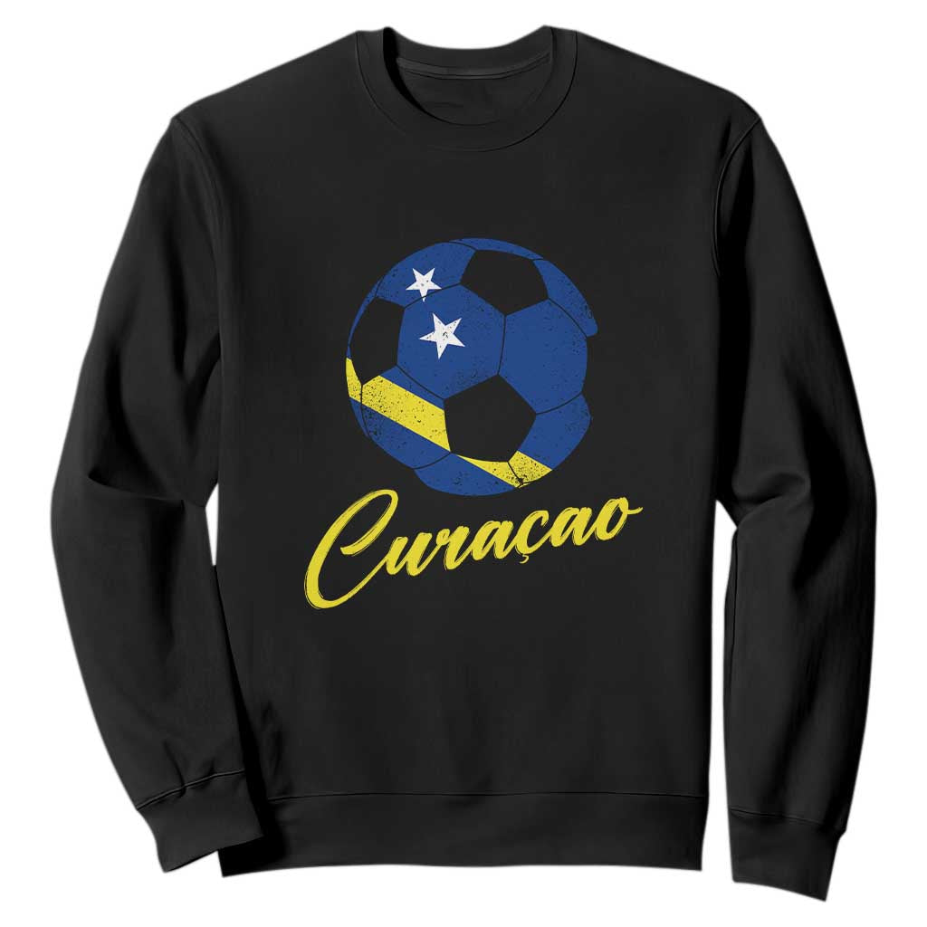 Curaçao Soccer Fans Distressed Flag Sweatshirt Football Heritage Pride Support TS02 Black Print Your Wear