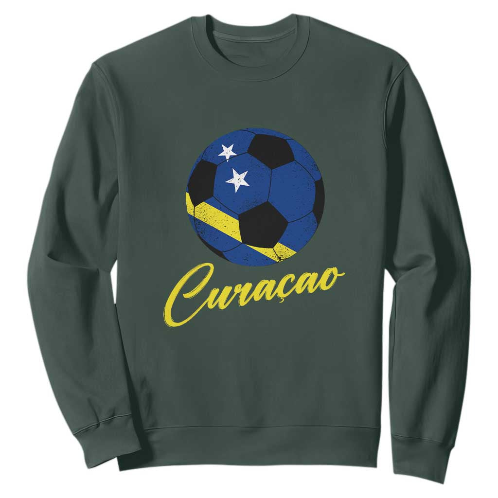 Curaçao Soccer Fans Distressed Flag Sweatshirt Football Heritage Pride Support
