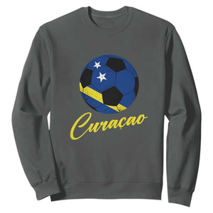 Curaçao Soccer Fans Distressed Flag Sweatshirt Football Heritage Pride Support