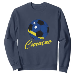 Curaçao Soccer Fans Distressed Flag Sweatshirt Football Heritage Pride Support