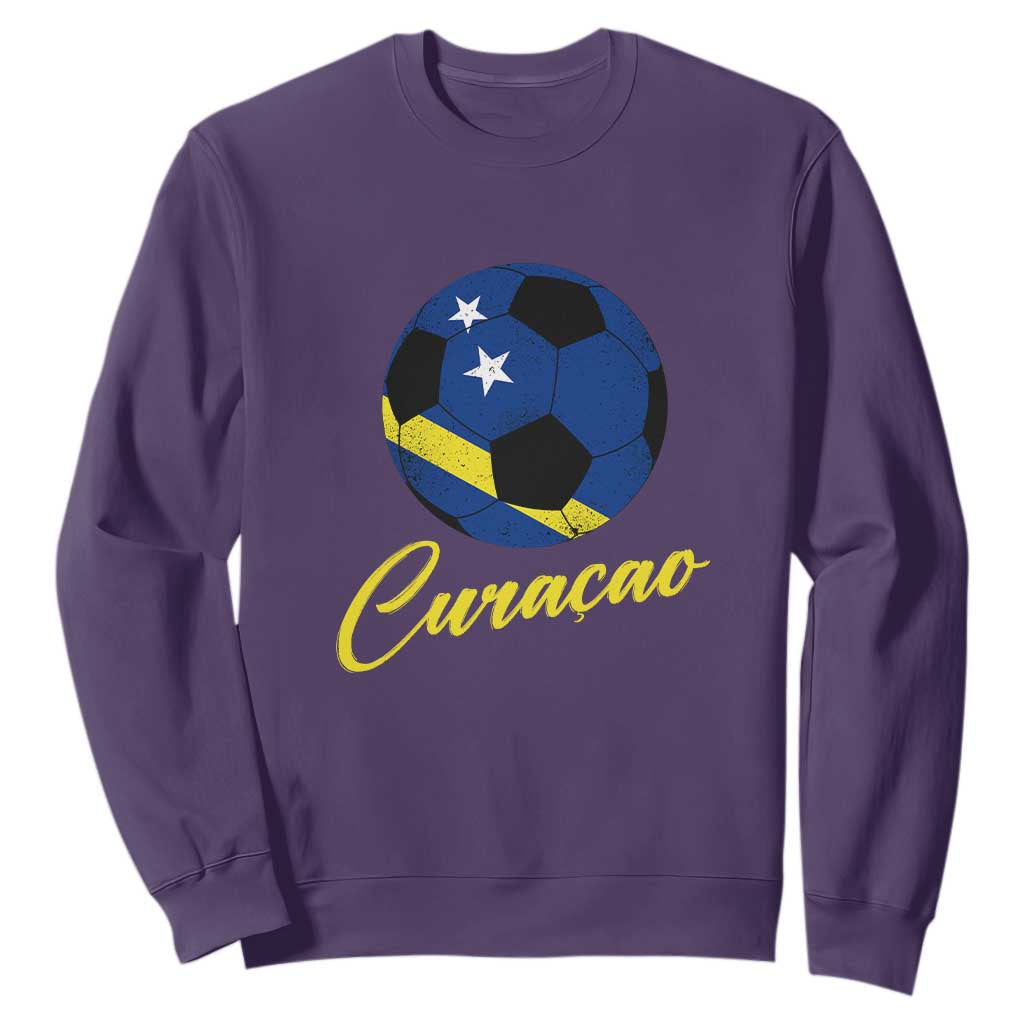 Curaçao Soccer Fans Distressed Flag Sweatshirt Football Heritage Pride Support