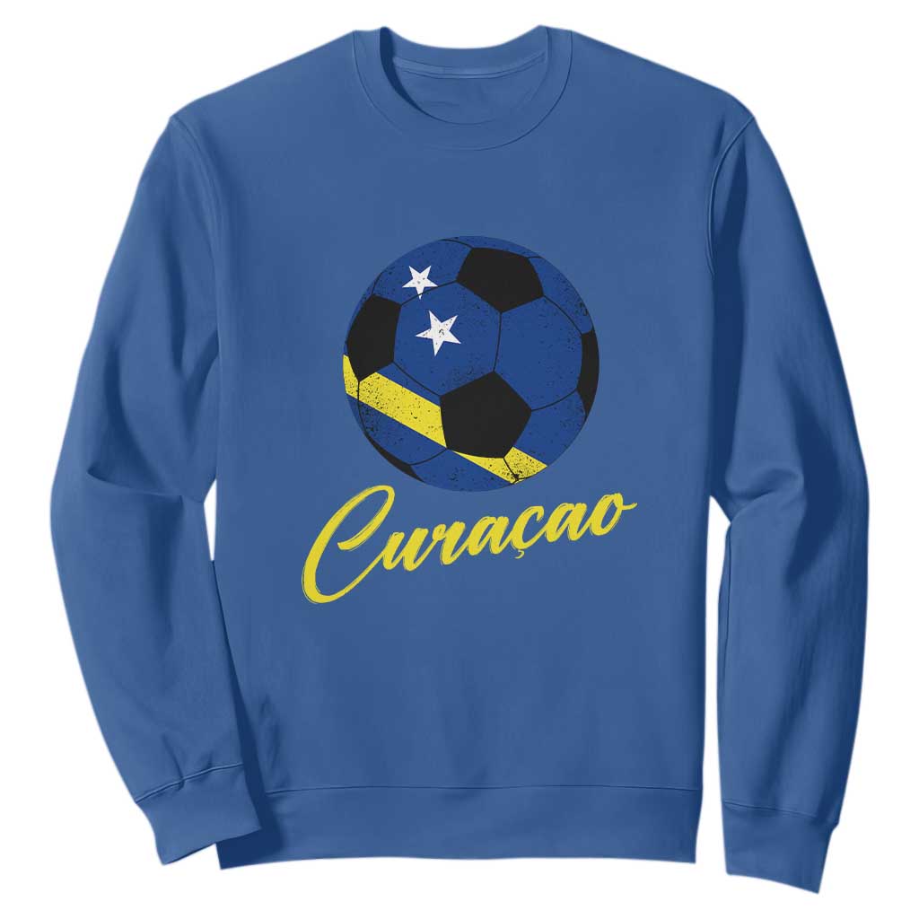 Curaçao Soccer Fans Distressed Flag Sweatshirt Football Heritage Pride Support