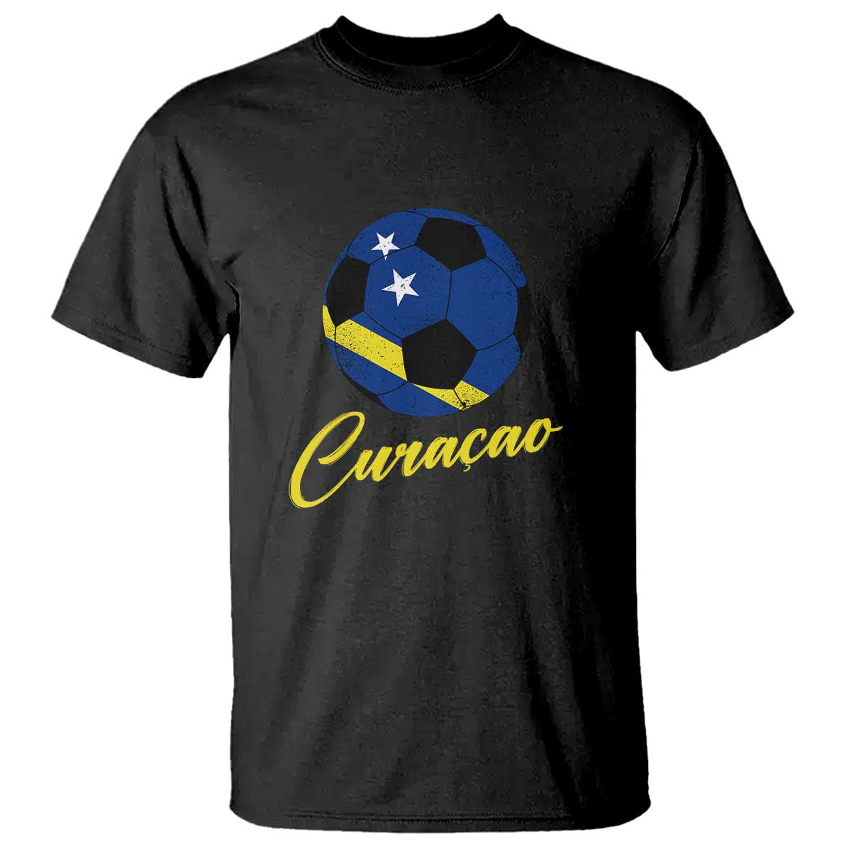 Curaçao Soccer Fans Distressed Flag T Shirt Football Heritage Pride Support TS02 Black Print Your Wear