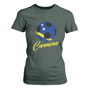 Curaçao Soccer Fans Distressed Flag T Shirt For Women Football Heritage Pride Support