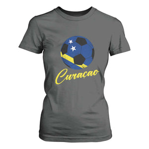 Curaçao Soccer Fans Distressed Flag T Shirt For Women Football Heritage Pride Support