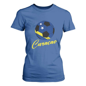 Curaçao Soccer Fans Distressed Flag T Shirt For Women Football Heritage Pride Support