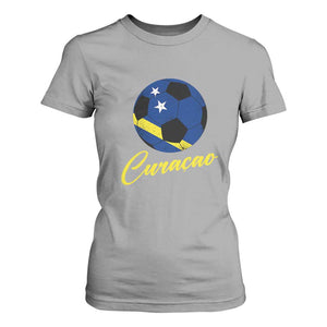 Curaçao Soccer Fans Distressed Flag T Shirt For Women Football Heritage Pride Support