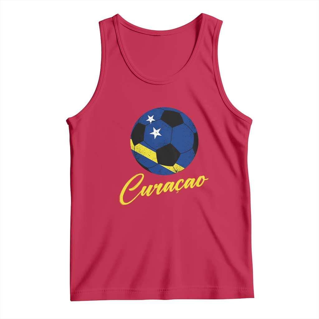 Curaçao Soccer Fans Distressed Flag Tank Top Football Heritage Pride Support