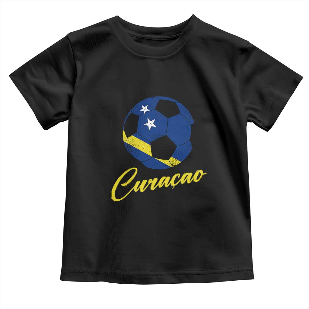 Curaçao Soccer Fans Distressed Flag Toddler T Shirt Football Heritage Pride Support TS02 Black Print Your Wear