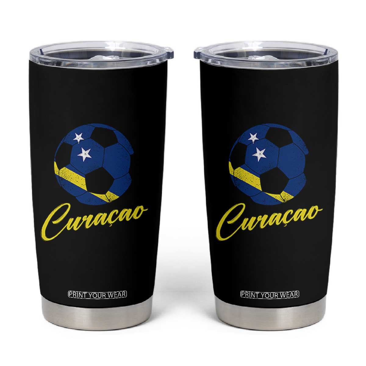 Curaçao Soccer Fans Distressed Flag Tumbler Cup Football Heritage Pride Support