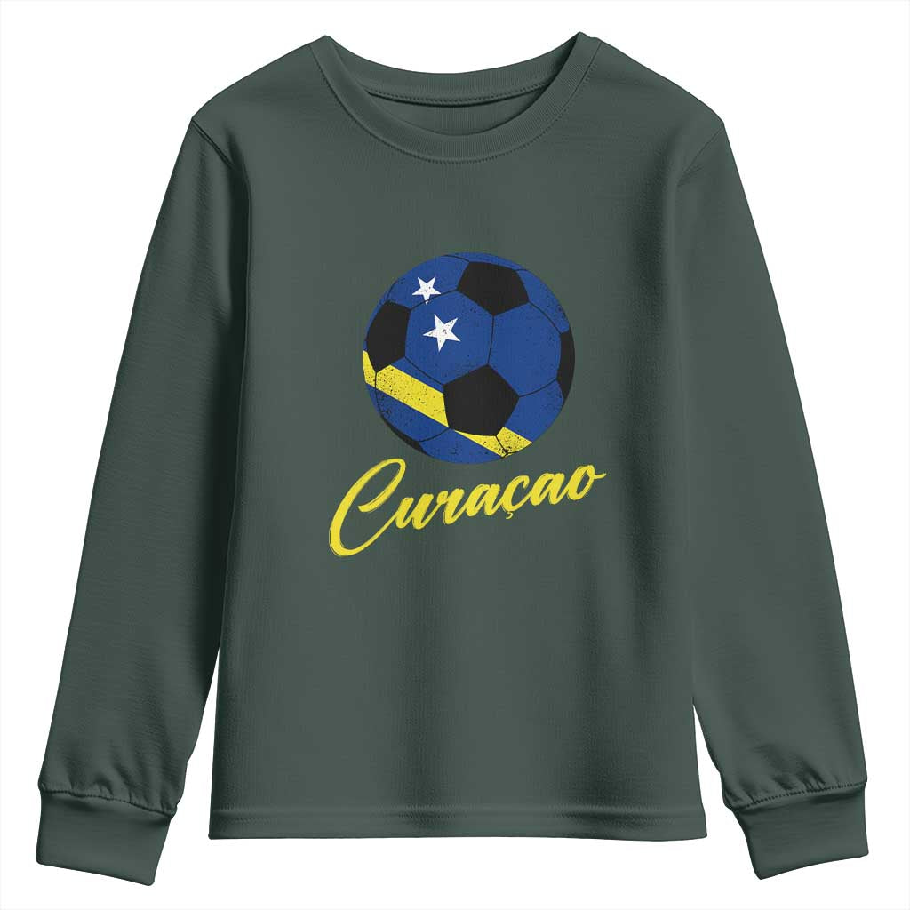 Curaçao Soccer Fans Distressed Flag Youth Sweatshirt Football Heritage Pride Support