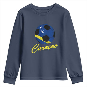 Curaçao Soccer Fans Distressed Flag Youth Sweatshirt Football Heritage Pride Support