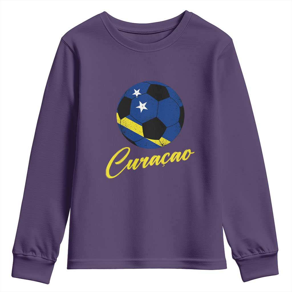 Curaçao Soccer Fans Distressed Flag Youth Sweatshirt Football Heritage Pride Support