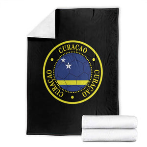 Curaçao Football Pride Circular Crest Vintage Throw Blanket Curacao Flag Soccer Fans Graphic