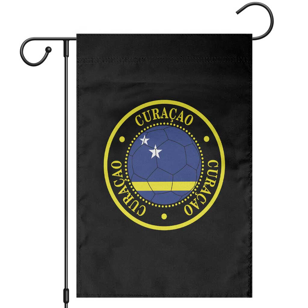 Curaçao Football Pride Circular Crest Vintage Garden Flag Curacao Flag Soccer Fans Graphic