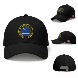 Curaçao Football Pride Circular Crest Vintage Baseball Cap Curacao Flag Soccer Fans Graphic