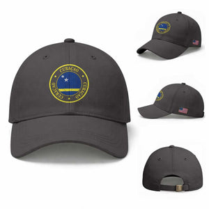 Curaçao Football Pride Circular Crest Vintage Baseball Cap Curacao Flag Soccer Fans Graphic