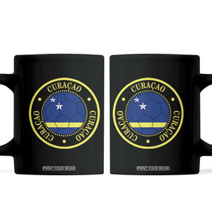 Curaçao Football Pride Circular Crest Vintage Coffee Mug Curacao Flag Soccer Fans Graphic