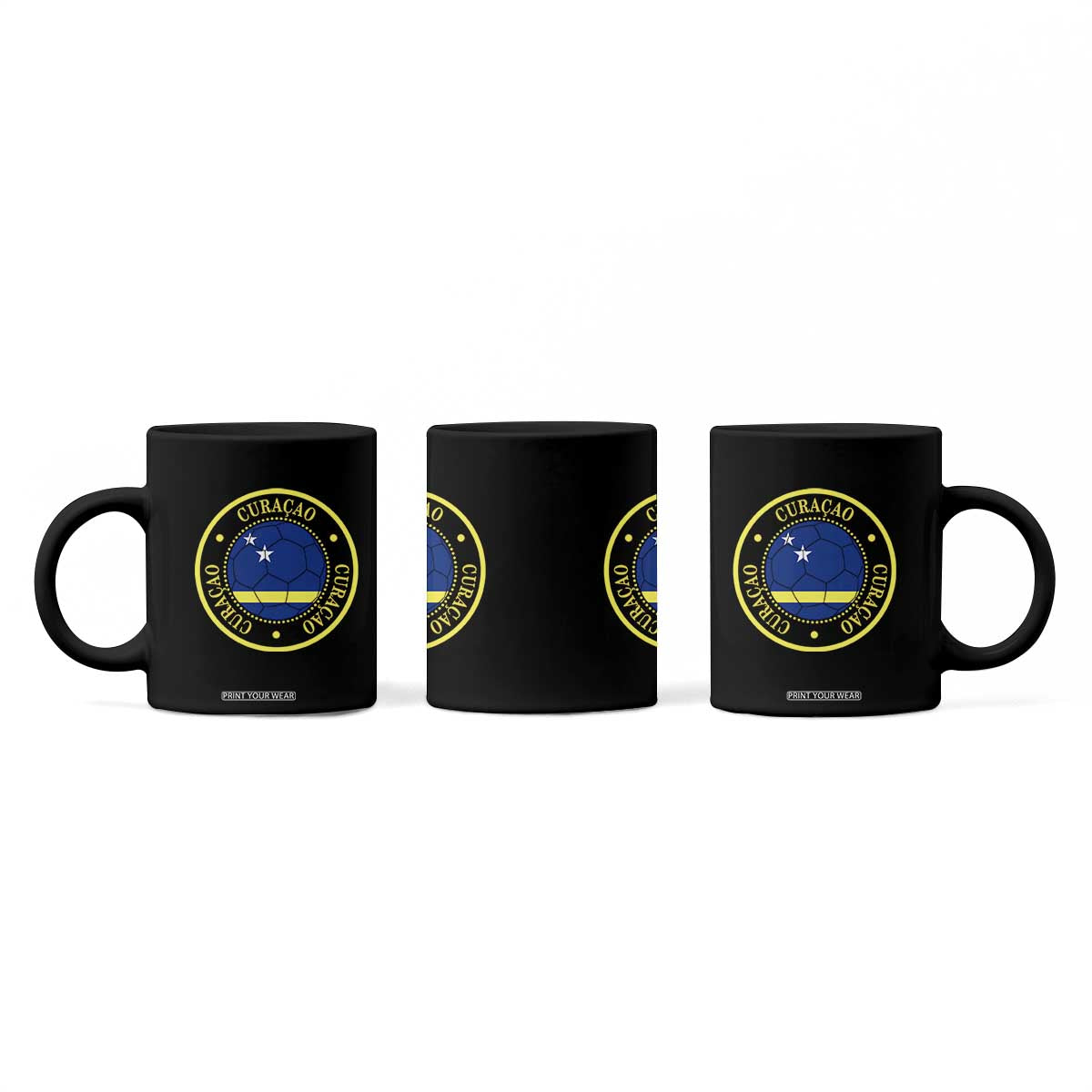 Curaçao Football Pride Circular Crest Vintage Coffee Mug Curacao Flag Soccer Fans Graphic