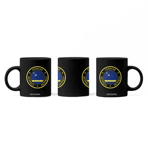 Curaçao Football Pride Circular Crest Vintage Coffee Mug Curacao Flag Soccer Fans Graphic