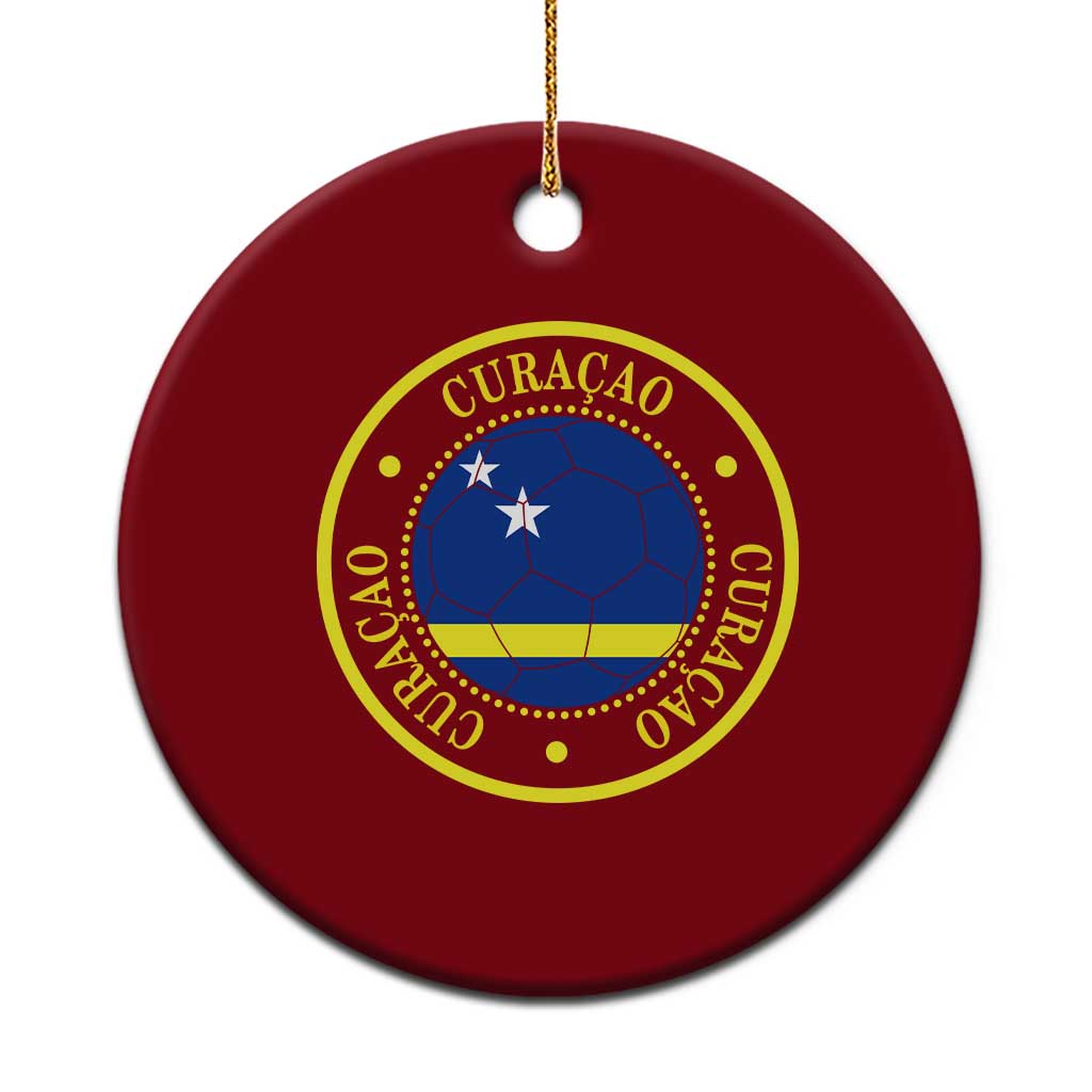 Curaçao Football Pride Circular Crest Vintage Ceramic Ornament Curacao Flag Soccer Fans Graphic TS02 1pc Red Print Your Wear