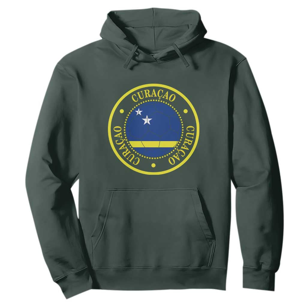 Curaçao Football Pride Circular Crest Vintage Hoodie Curacao Flag Soccer Fans Graphic