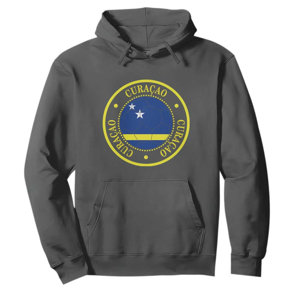 Curaçao Football Pride Circular Crest Vintage Hoodie Curacao Flag Soccer Fans Graphic