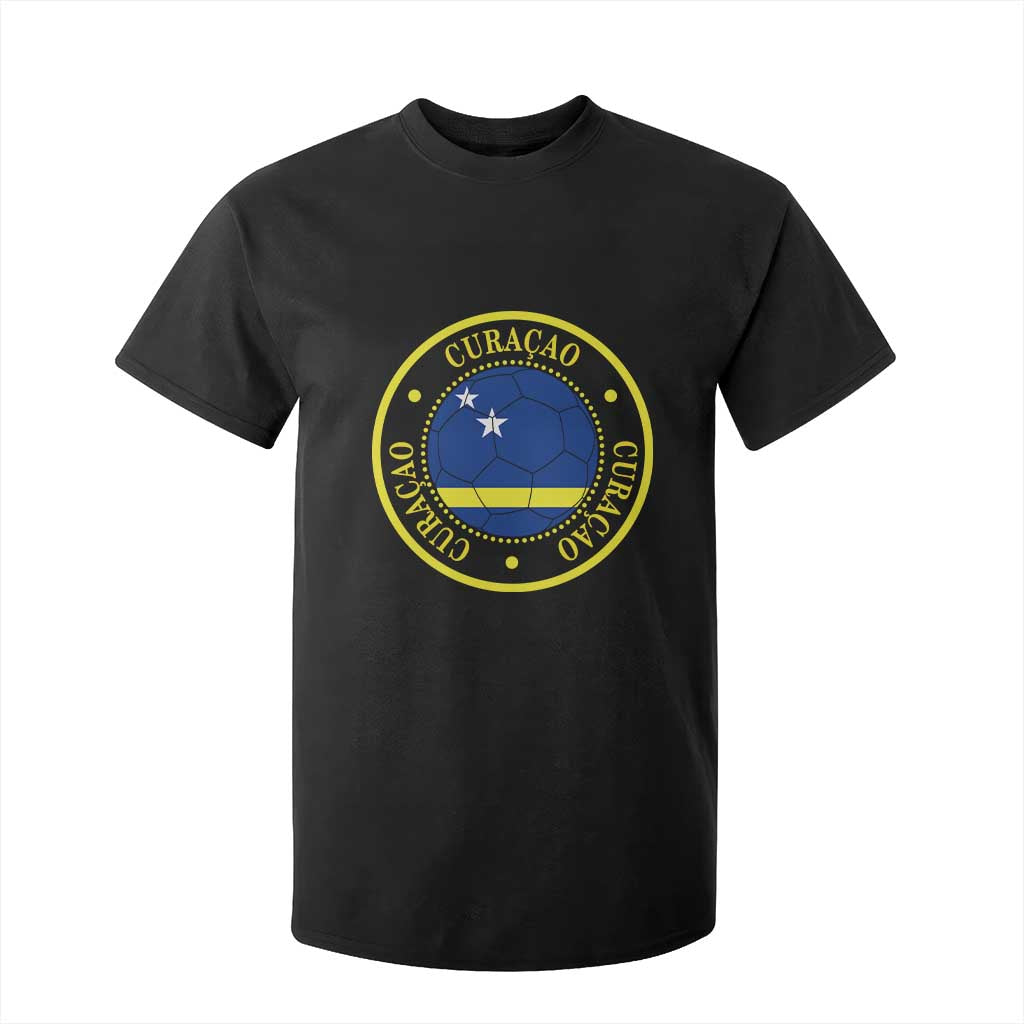 Curaçao Football Pride Circular Crest Vintage T Shirt For Kid Curacao Flag Soccer Fans Graphic