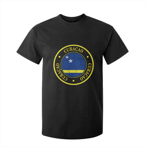 Curaçao Football Pride Circular Crest Vintage T Shirt For Kid Curacao Flag Soccer Fans Graphic