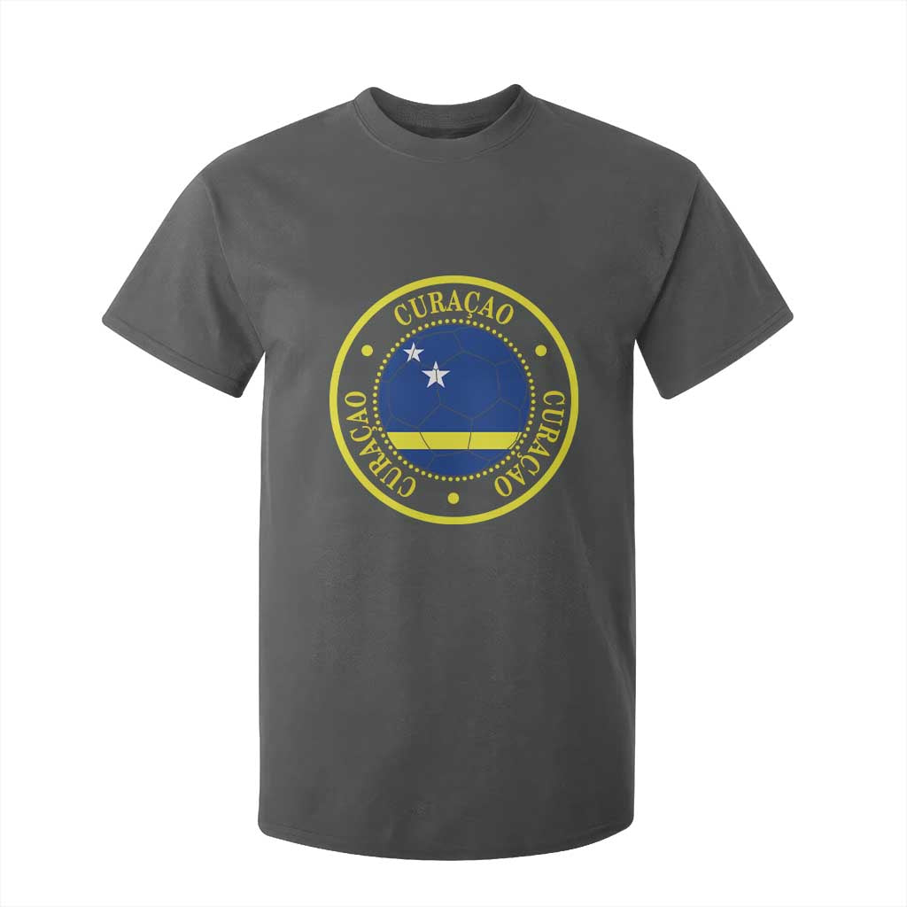 Curaçao Football Pride Circular Crest Vintage T Shirt For Kid Curacao Flag Soccer Fans Graphic