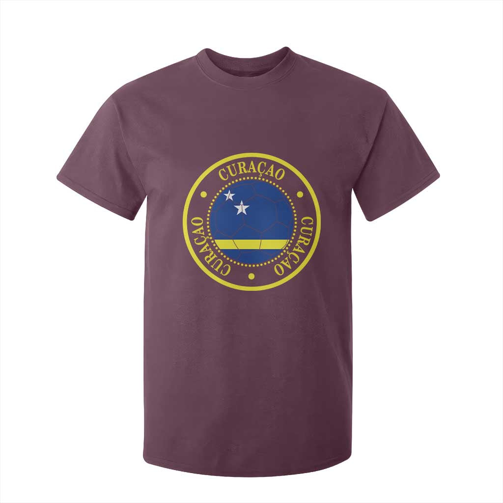 Curaçao Football Pride Circular Crest Vintage T Shirt For Kid Curacao Flag Soccer Fans Graphic