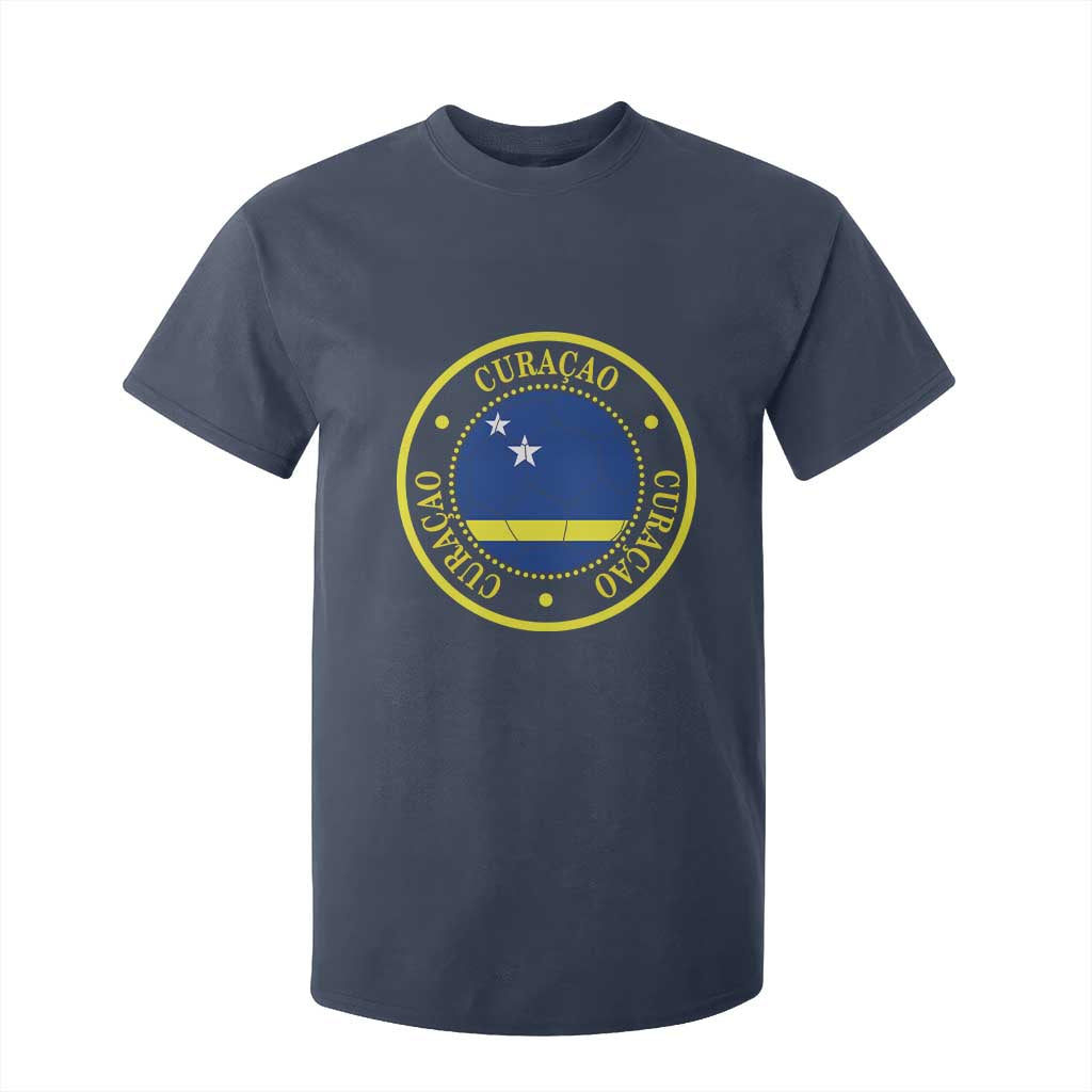 Curaçao Football Pride Circular Crest Vintage T Shirt For Kid Curacao Flag Soccer Fans Graphic