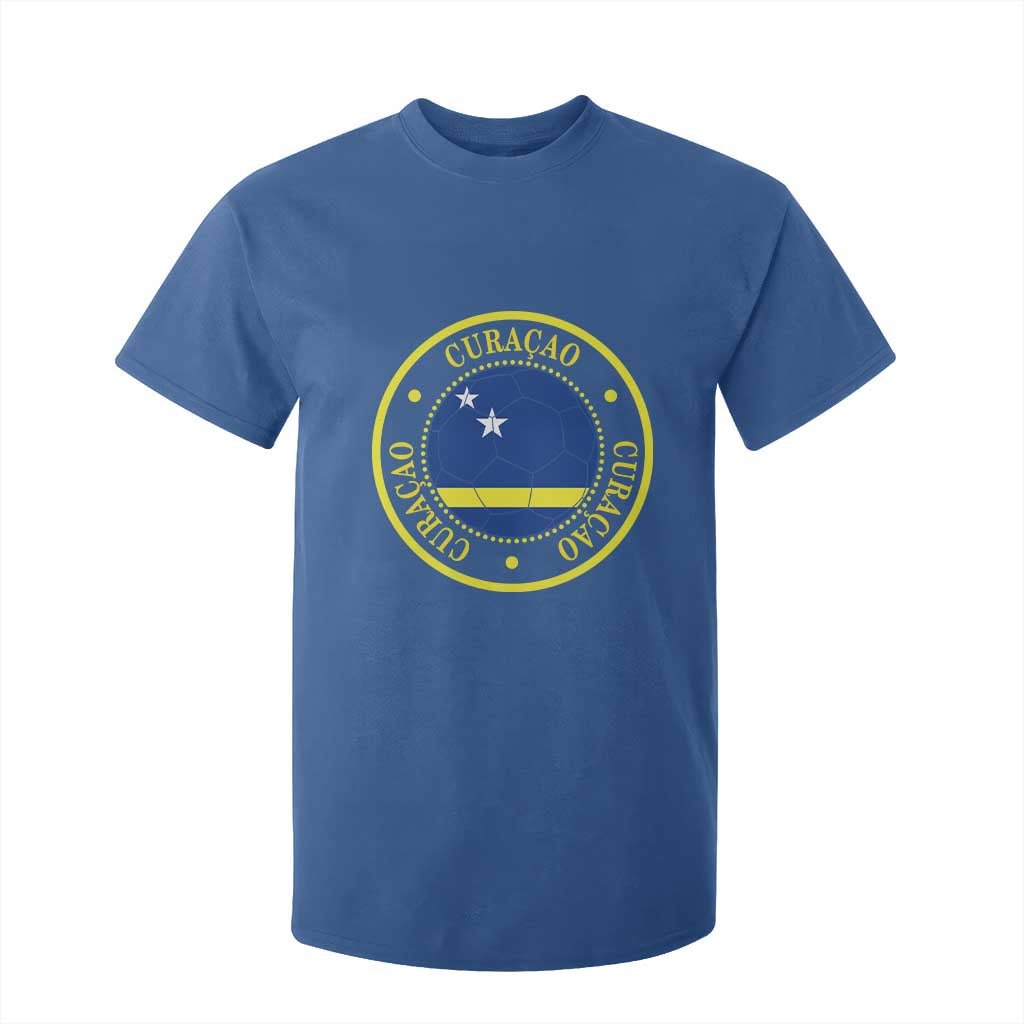Curaçao Football Pride Circular Crest Vintage T Shirt For Kid Curacao Flag Soccer Fans Graphic