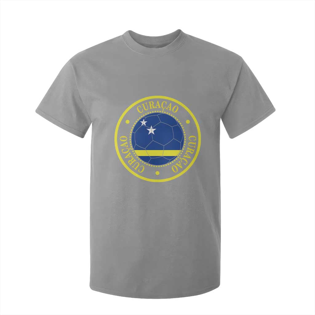 Curaçao Football Pride Circular Crest Vintage T Shirt For Kid Curacao Flag Soccer Fans Graphic