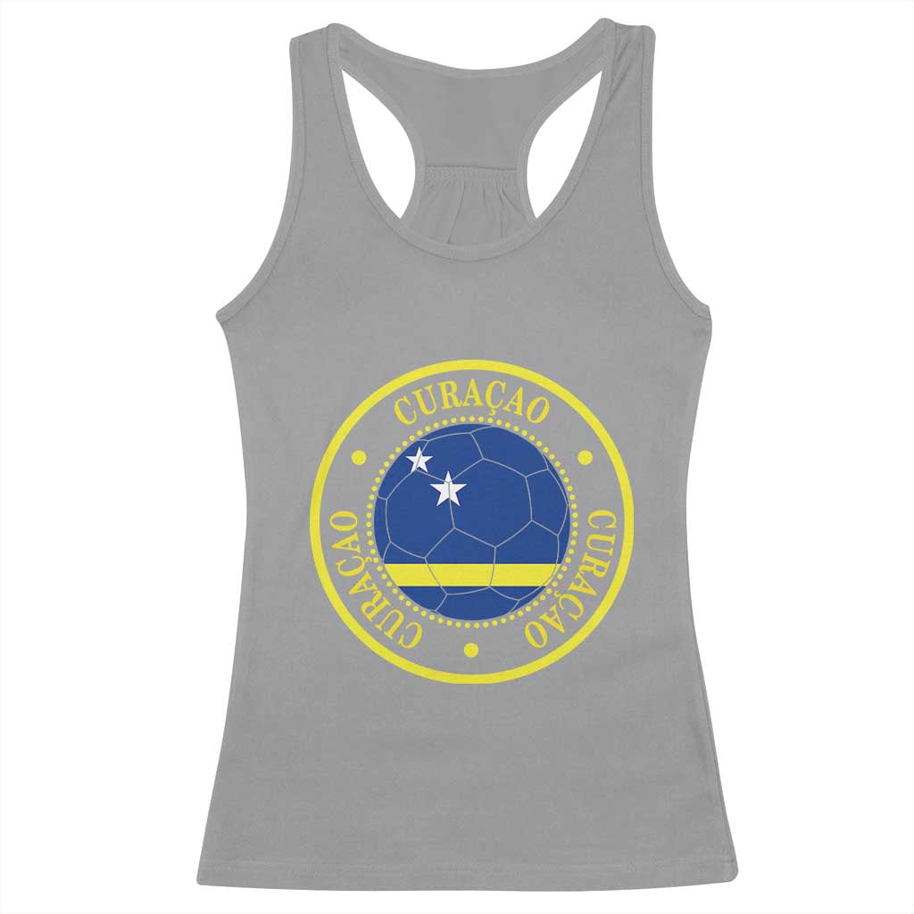 Curaçao Football Pride Circular Crest Vintage Racerback Tank Top Curacao Flag Soccer Fans Graphic